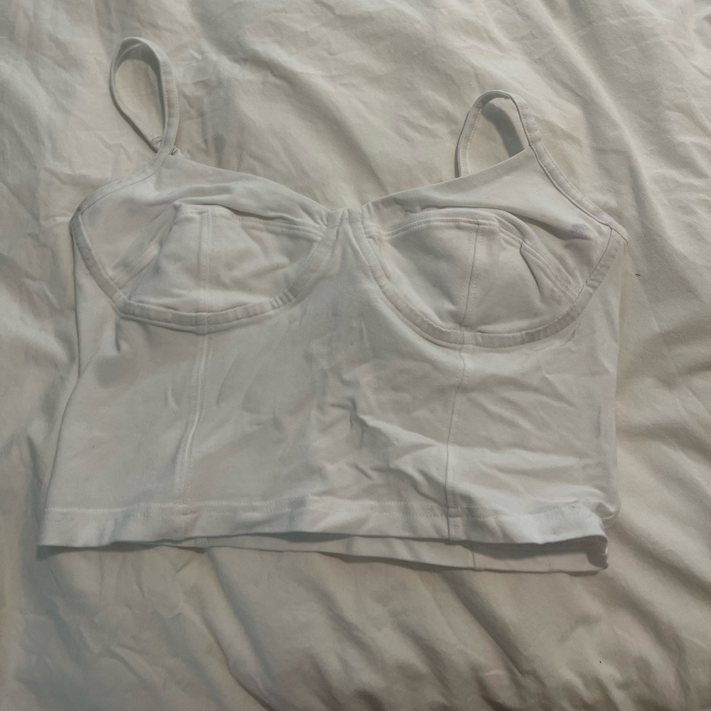 white cropped top